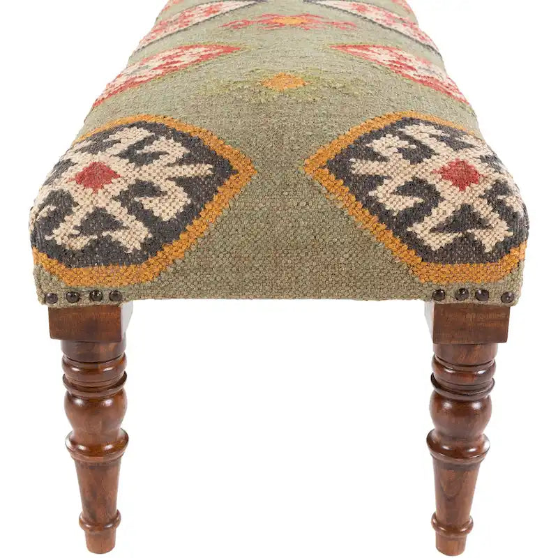 Banco decorativo Southwestern de yute tapizado