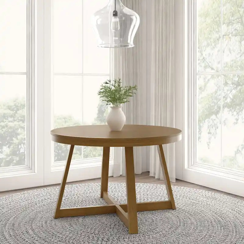 Mesa de comedor redonda de madera maciza clásica Plank and Beam - 47