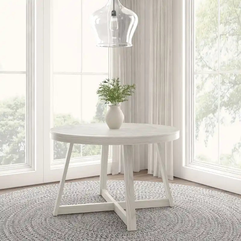 Mesa de comedor redonda de madera maciza clásica Plank and Beam - 47