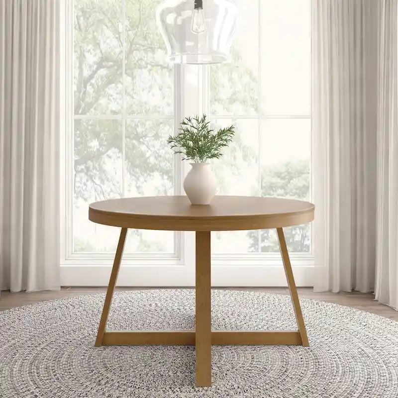 Mesa de comedor redonda de madera maciza clásica Plank and Beam - 47