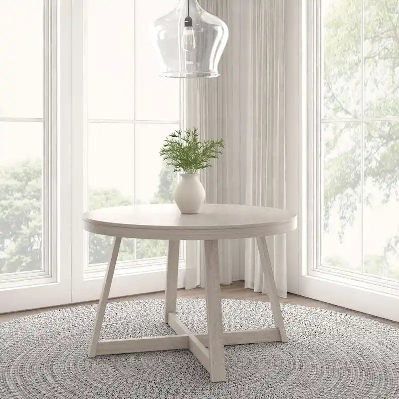 Mesa de comedor redonda de madera maciza clásica Plank and Beam - 47
