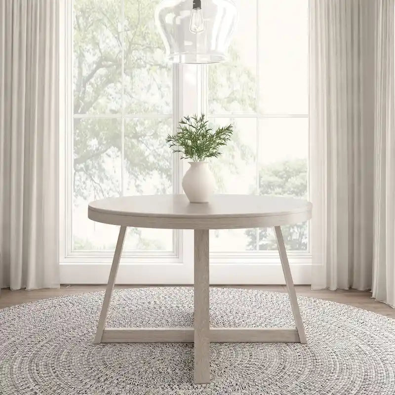 Mesa de comedor redonda de madera maciza clásica Plank and Beam - 47