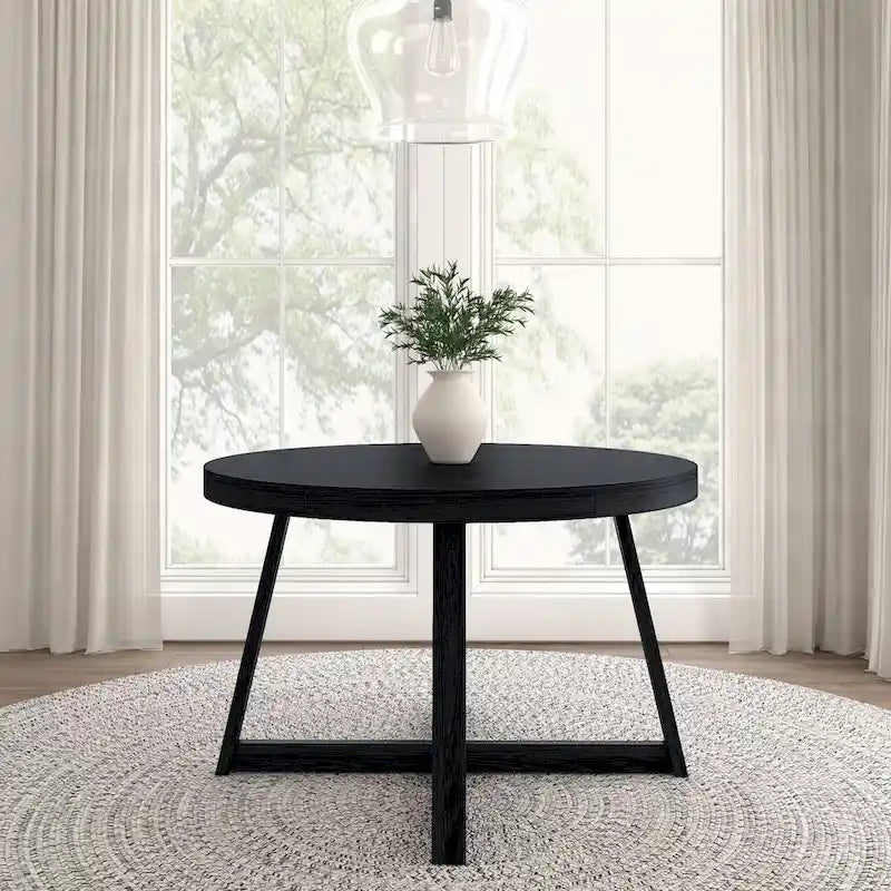 Mesa de comedor redonda de madera maciza clásica Plank and Beam - 47