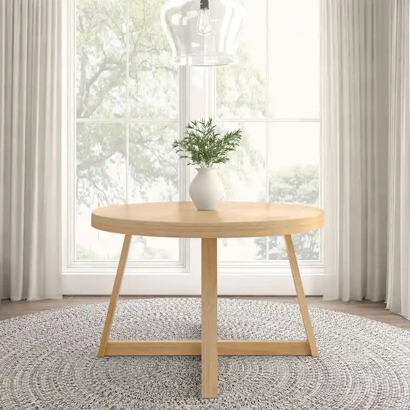 Mesa de comedor redonda de madera maciza clásica Plank and Beam - 47