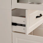 Aparador blanco grande y elegante para cocina con puertas de cristal para exhibición