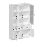 Aparador blanco grande y elegante para cocina con puertas de cristal para exhibición