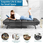 Sofá cama futón, sofá convertible plegable de espuma viscoelástica, diván reclinable con apoyabrazos ajustables para espacios pequeños