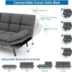 Sofá cama futón, sofá convertible plegable de espuma viscoelástica, diván reclinable con apoyabrazos ajustables para espacios pequeños