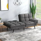 Sofá cama futón, sofá convertible plegable de espuma viscoelástica, diván reclinable con apoyabrazos ajustables para espacios pequeños