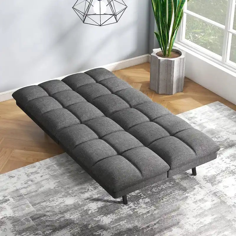 Sofá cama futón, sofá convertible plegable de espuma viscoelástica, diván reclinable con apoyabrazos ajustables para espacios pequeños
