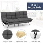 Sofá cama futón, sofá convertible plegable de espuma viscoelástica, diván reclinable con apoyabrazos ajustables para espacios pequeños