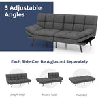 Sofá cama futón, sofá convertible plegable de espuma viscoelástica, diván reclinable con apoyabrazos ajustables para espacios pequeños