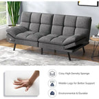 Sofá cama futón, sofá convertible plegable de espuma viscoelástica, diván reclinable con apoyabrazos ajustables para espacios pequeños