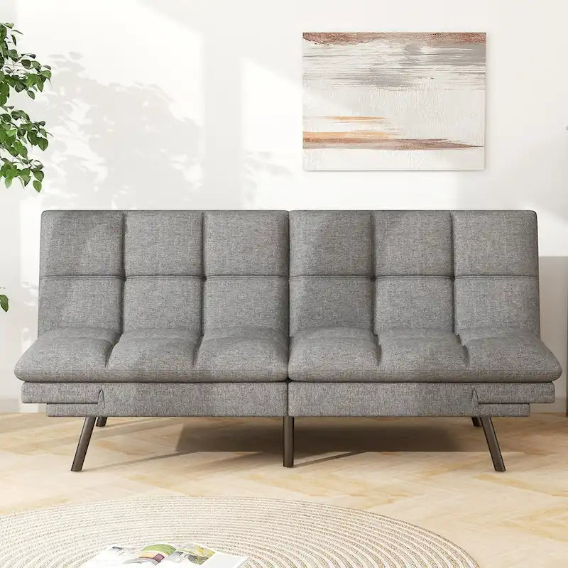 Sofá cama futón, sofá convertible plegable de espuma viscoelástica, diván reclinable con apoyabrazos ajustables para espacios pequeños