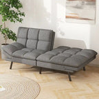 Sofá cama futón, sofá convertible plegable de espuma viscoelástica, diván reclinable con apoyabrazos ajustables para espacios pequeños