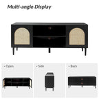 Mueble de TV moderno de ratán con puertas de apertura a presión