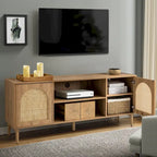 Mueble de TV moderno de ratán con puertas de apertura a presión