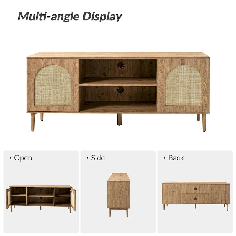 Mueble de TV moderno de ratán con puertas de apertura a presión