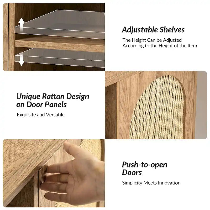 Mueble de TV moderno de ratán con puertas de apertura a presión