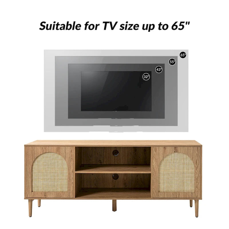 Mueble de TV moderno de ratán con puertas de apertura a presión