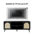 Mueble de TV moderno de ratán con puertas de apertura a presión