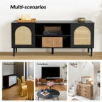Mueble de TV moderno de ratán con puertas de apertura a presión