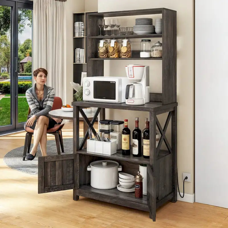 Estante de cocina de 5 niveles con soporte para microondas y estantes de almacenamiento