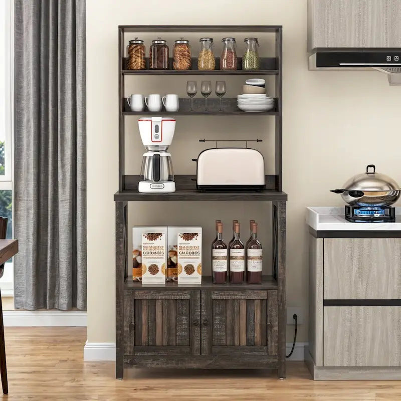 Estante de cocina de 5 niveles con soporte para microondas y estantes de almacenamiento