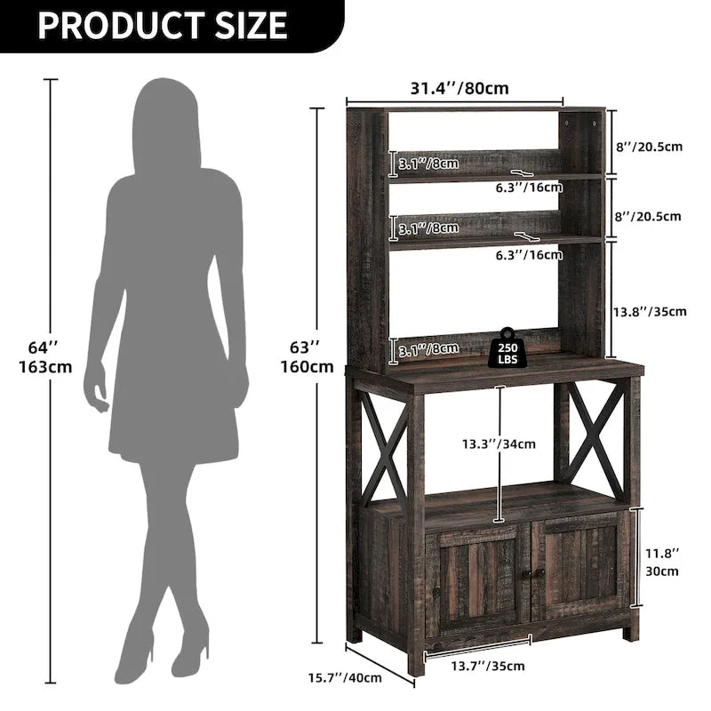 Estante de cocina de 5 niveles con soporte para microondas y estantes de almacenamiento