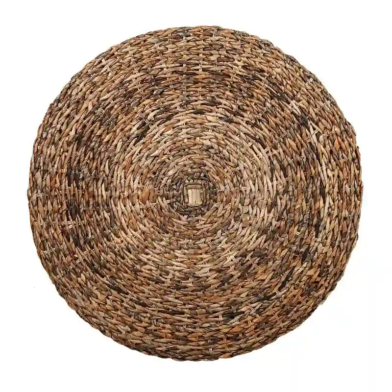 Puf otomano de mesa de centro redondo de abacá natural tejido a mano