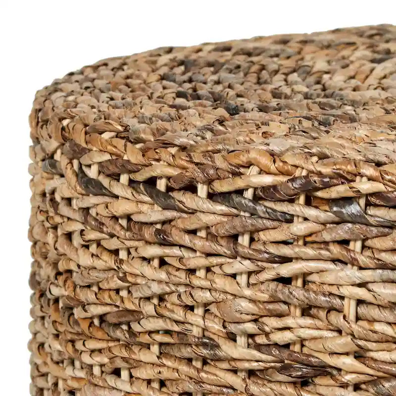 Puf otomano de mesa de centro redondo de abacá natural tejido a mano