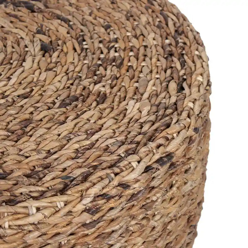 Puf otomano de mesa de centro redondo de abacá natural tejido a mano