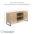 Mueble para TV estilo bohemio de 47" con puertas de gabinete de ratán y gestión de cables