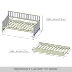 Sofá cama individual clásico de madera con nido – Estilo rústico