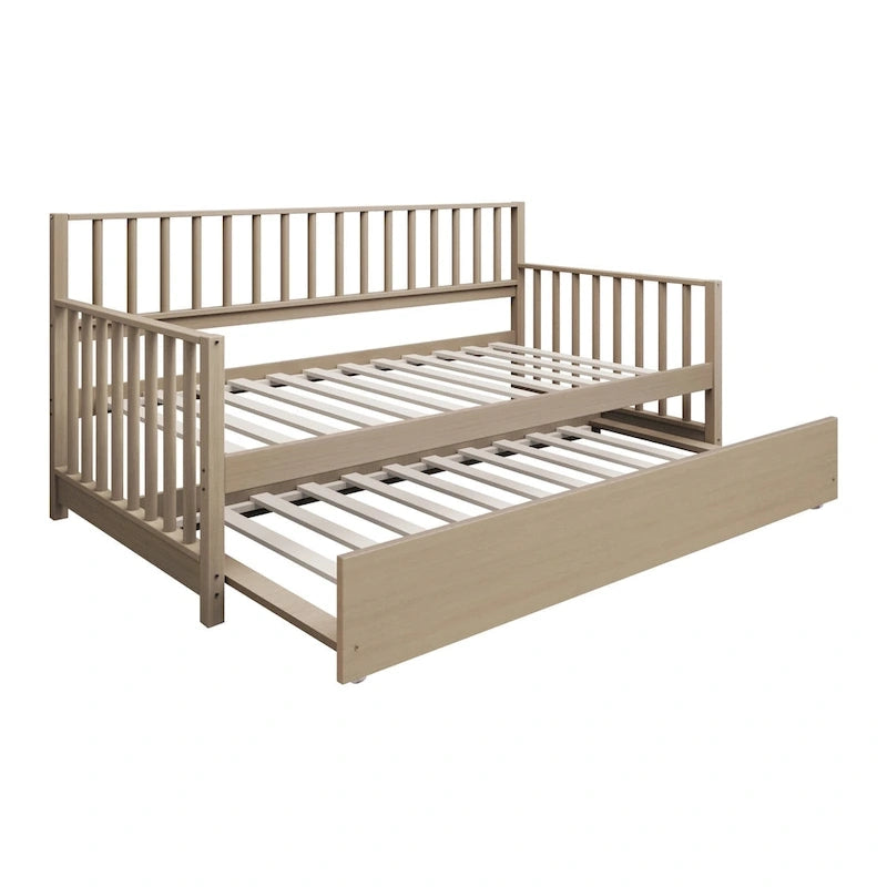 Sofá cama individual clásico de madera con nido – Estilo rústico