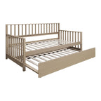 Sofá cama individual clásico de madera con nido – Estilo rústico