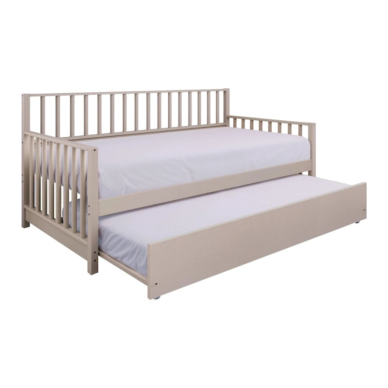 Sofá cama individual clásico de madera con nido – Estilo rústico