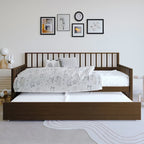 Sofá cama individual clásico de madera con nido – Estilo rústico