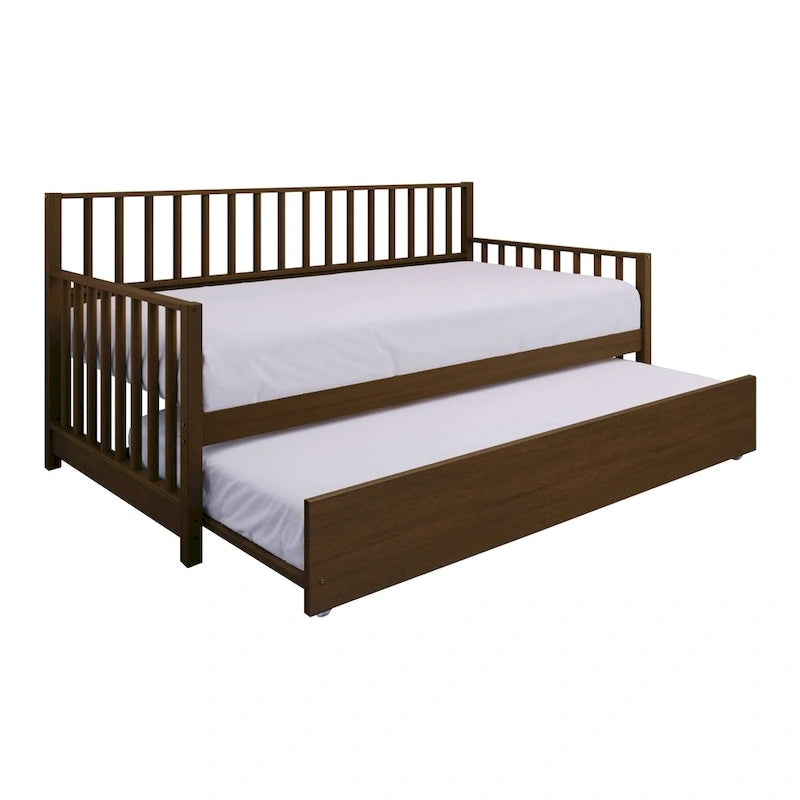 Sofá cama individual clásico de madera con nido – Estilo rústico
