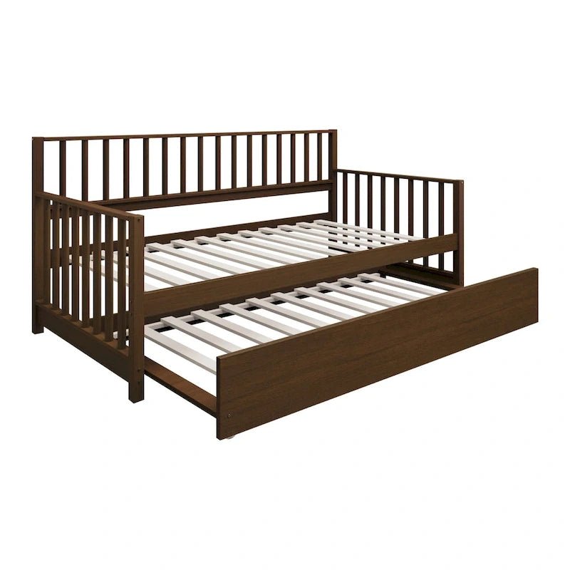 Sofá cama individual clásico de madera con nido – Estilo rústico