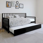 Sofá cama individual clásico de madera con nido – Estilo rústico