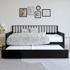 Sofá cama individual clásico de madera con nido – Estilo rústico