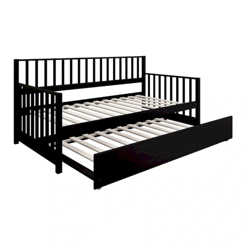 Sofá cama individual clásico de madera con nido – Estilo rústico