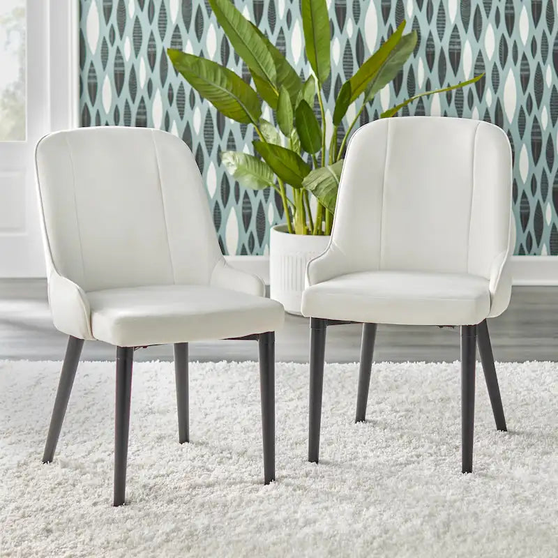 Juego de 2 sillas de comedor tapizadas en terciopelo – Gris oscuro o blanco