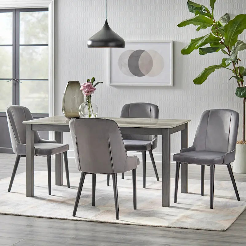 Juego de 2 sillas de comedor tapizadas en terciopelo – Gris oscuro o blanco