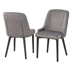 Juego de 2 sillas de comedor tapizadas en terciopelo – Gris oscuro o blanco