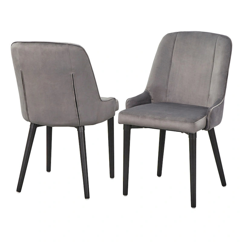 Juego de 2 sillas de comedor tapizadas en terciopelo – Gris oscuro o blanco