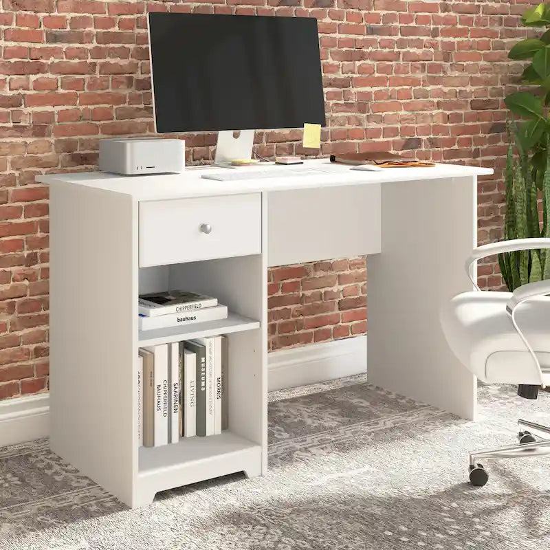 Escritorio de computadora de 48" con estantes de almacenamiento