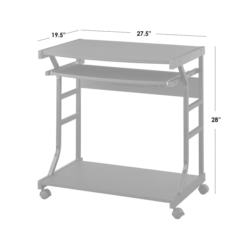 Mesa de escritorio rodante para ordenador con estantes de almacenamiento y ruedas