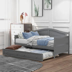 Sofá cama individual de madera con cama nido